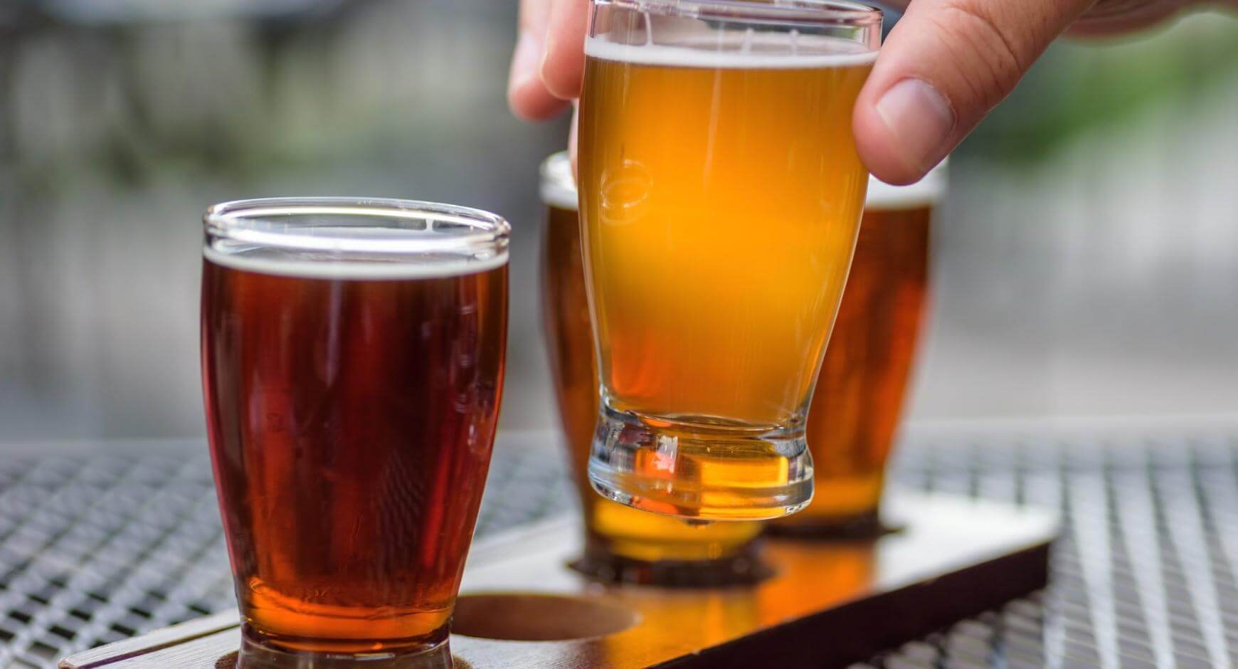 amber colored beer flight