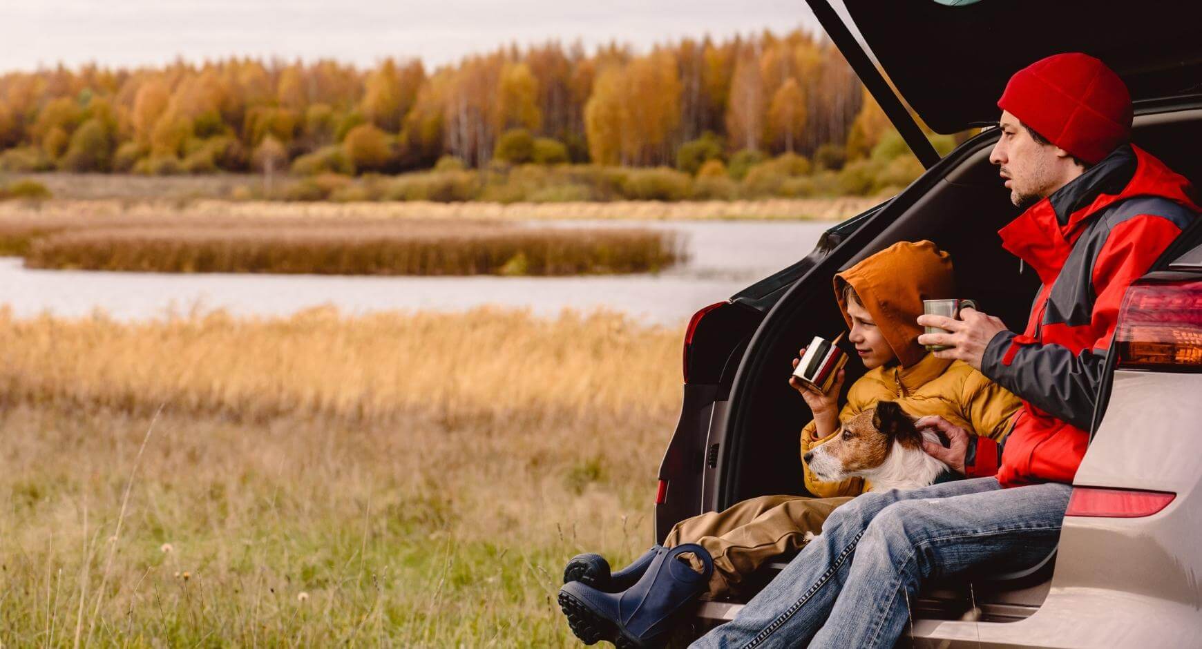 car camping next to a river