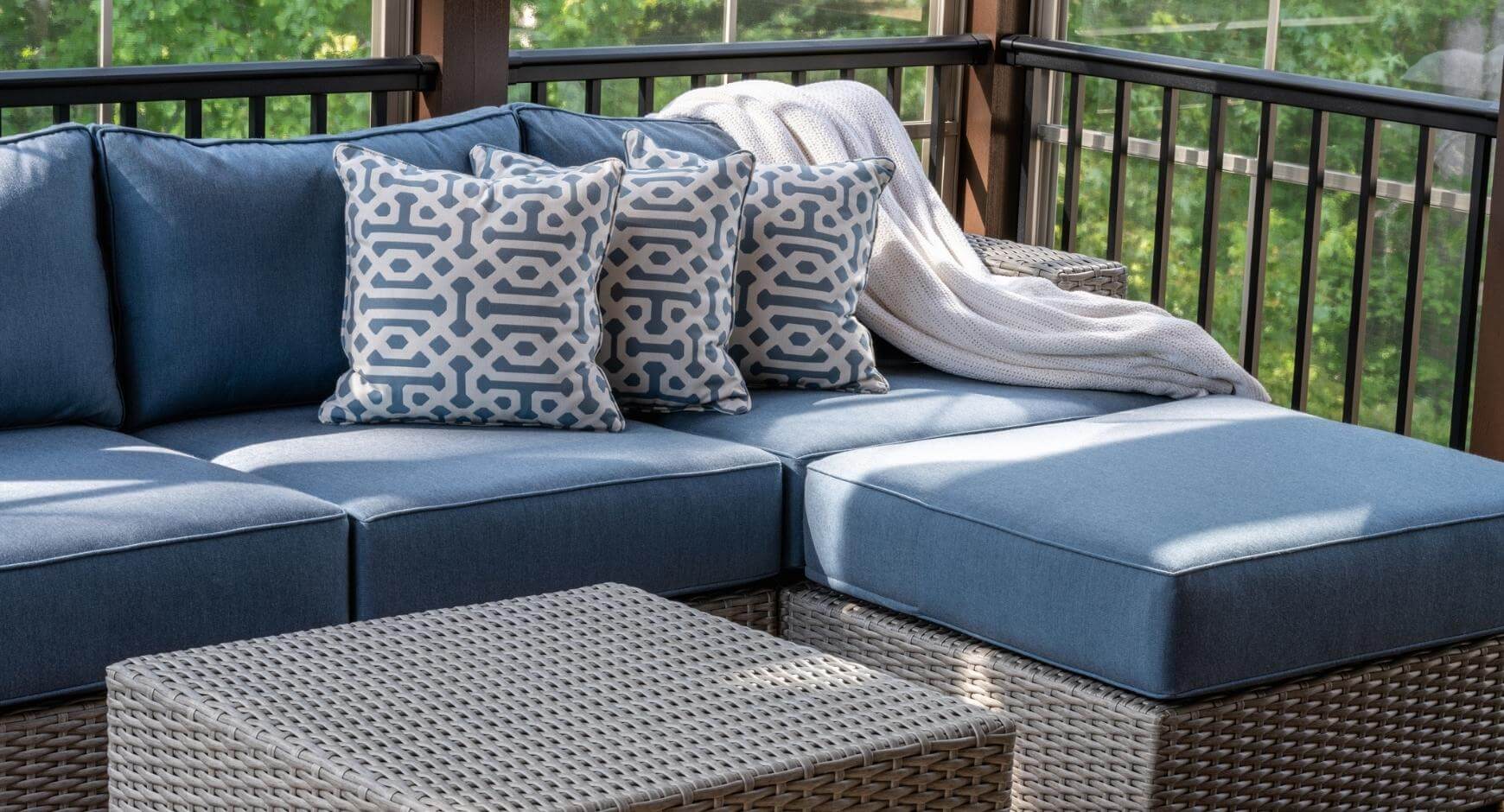 Patio couch in screened in porch