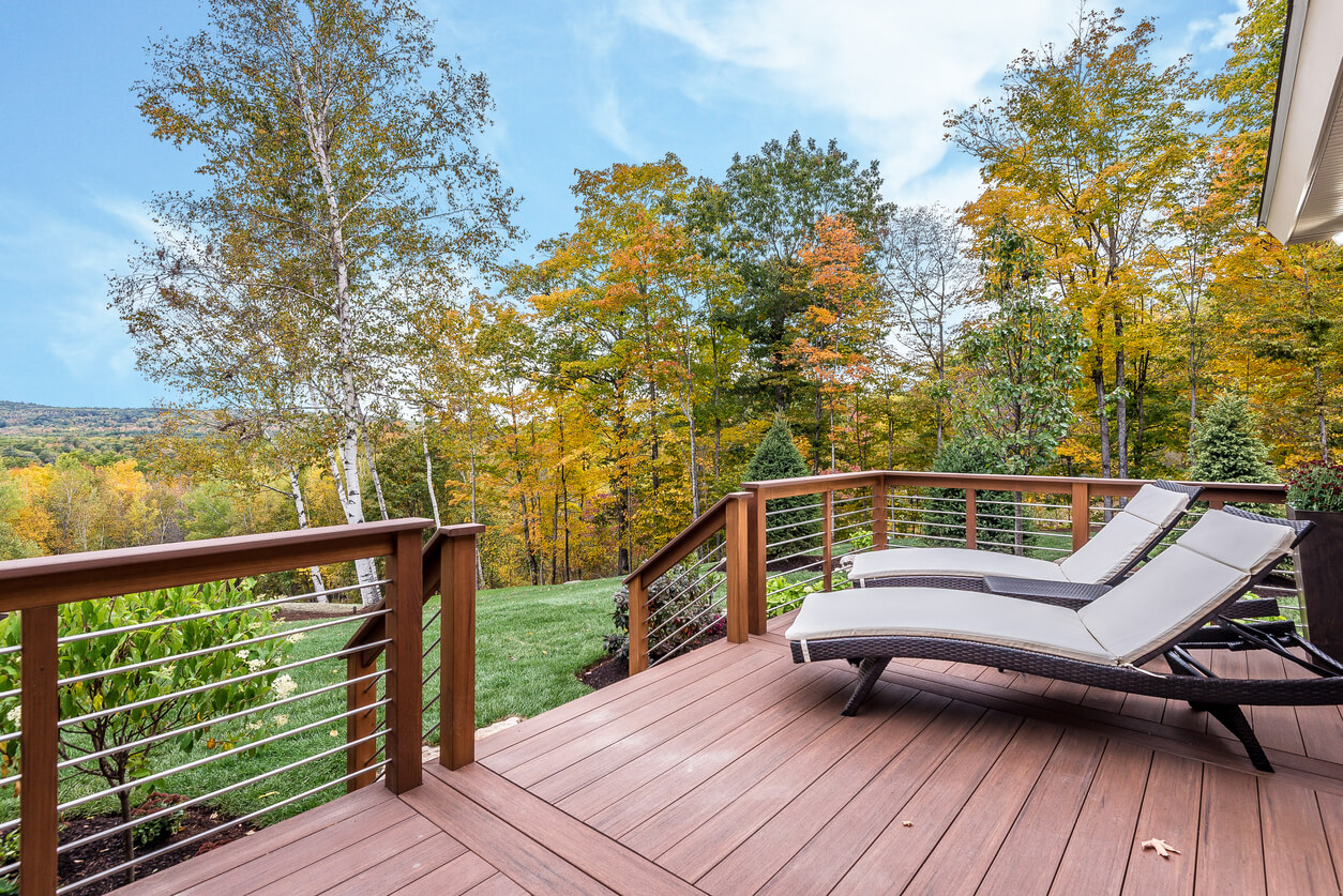 lounge chairs on a deck