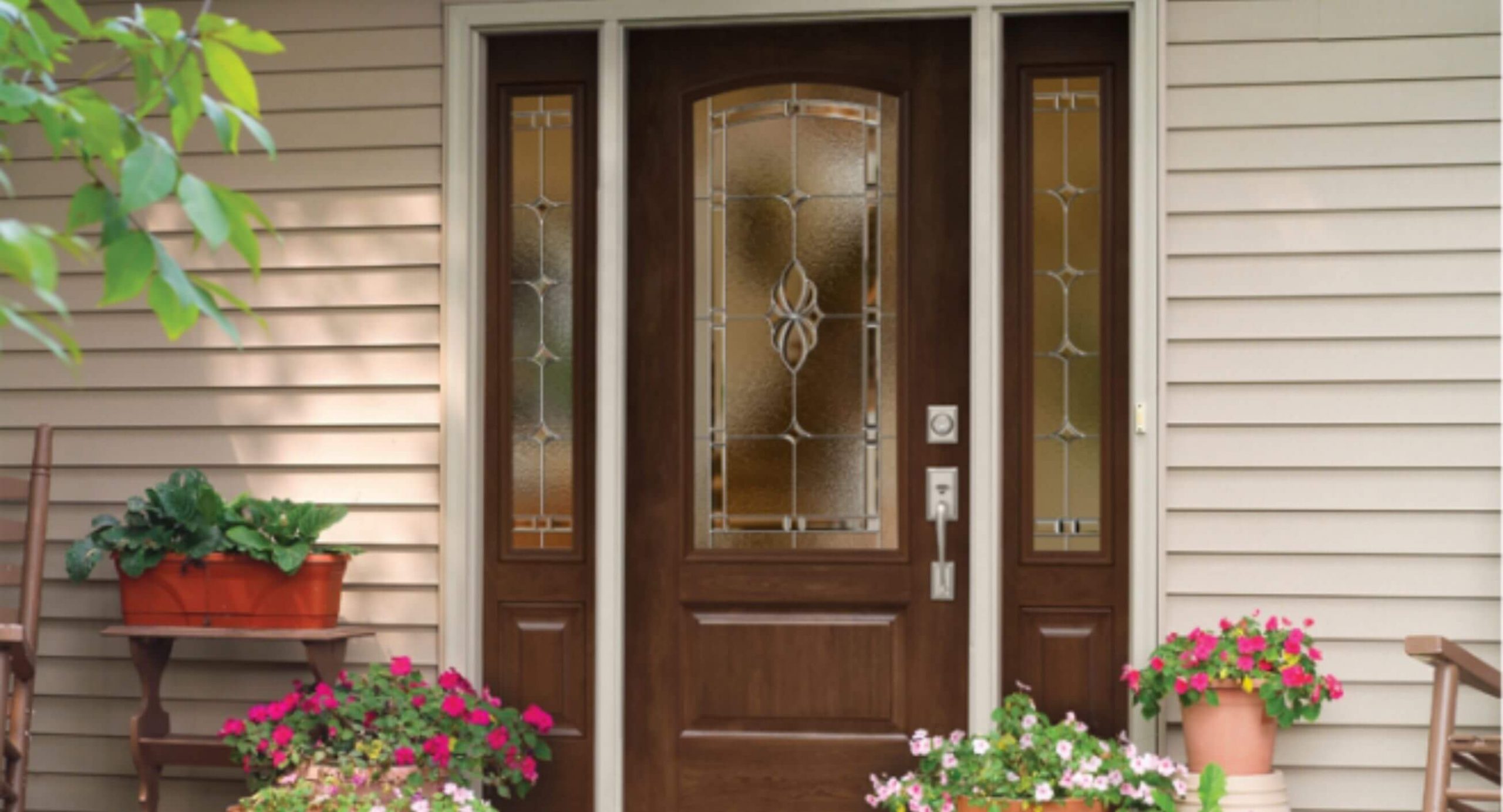 Fiberglass door painted to accentuate the home