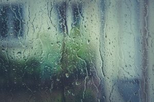 Rain drops on exterior of window