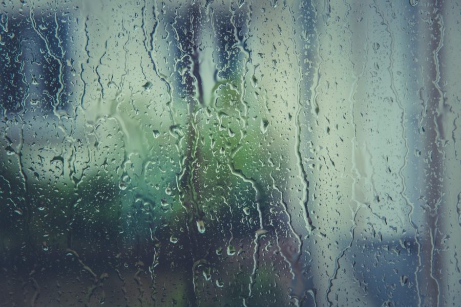 Rain drops on exterior of window