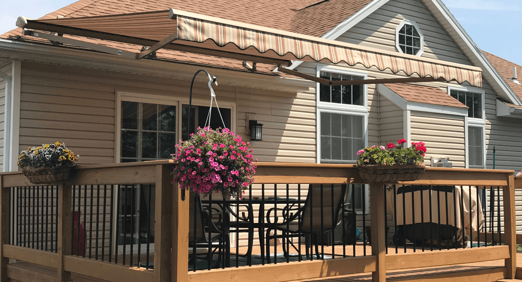 Striped Retractable Awning