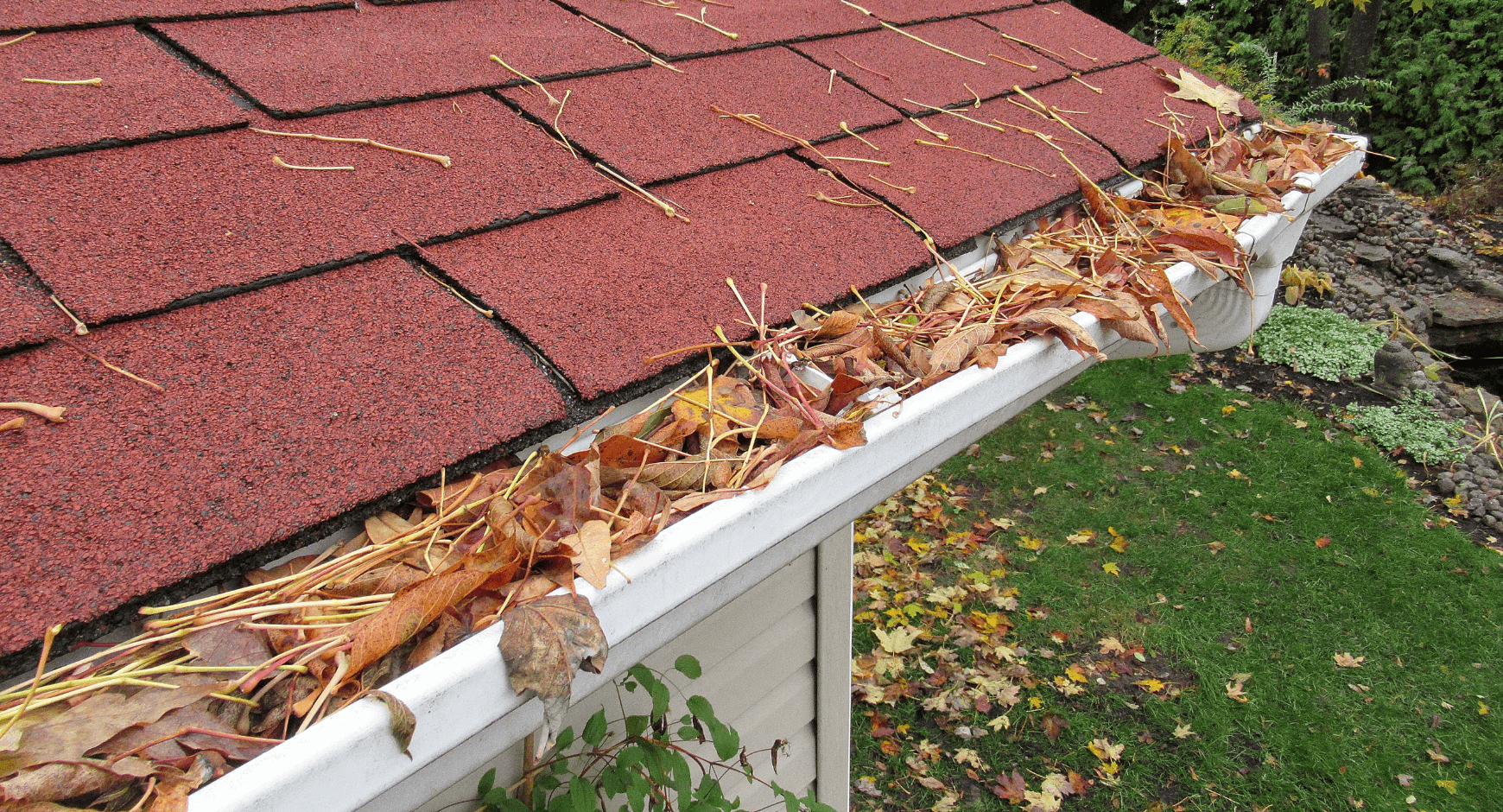 Image of gutters clogged with debris