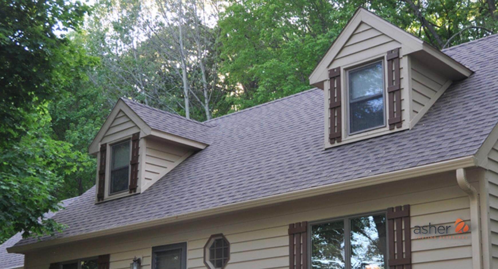 Home exterior with seamless gutters