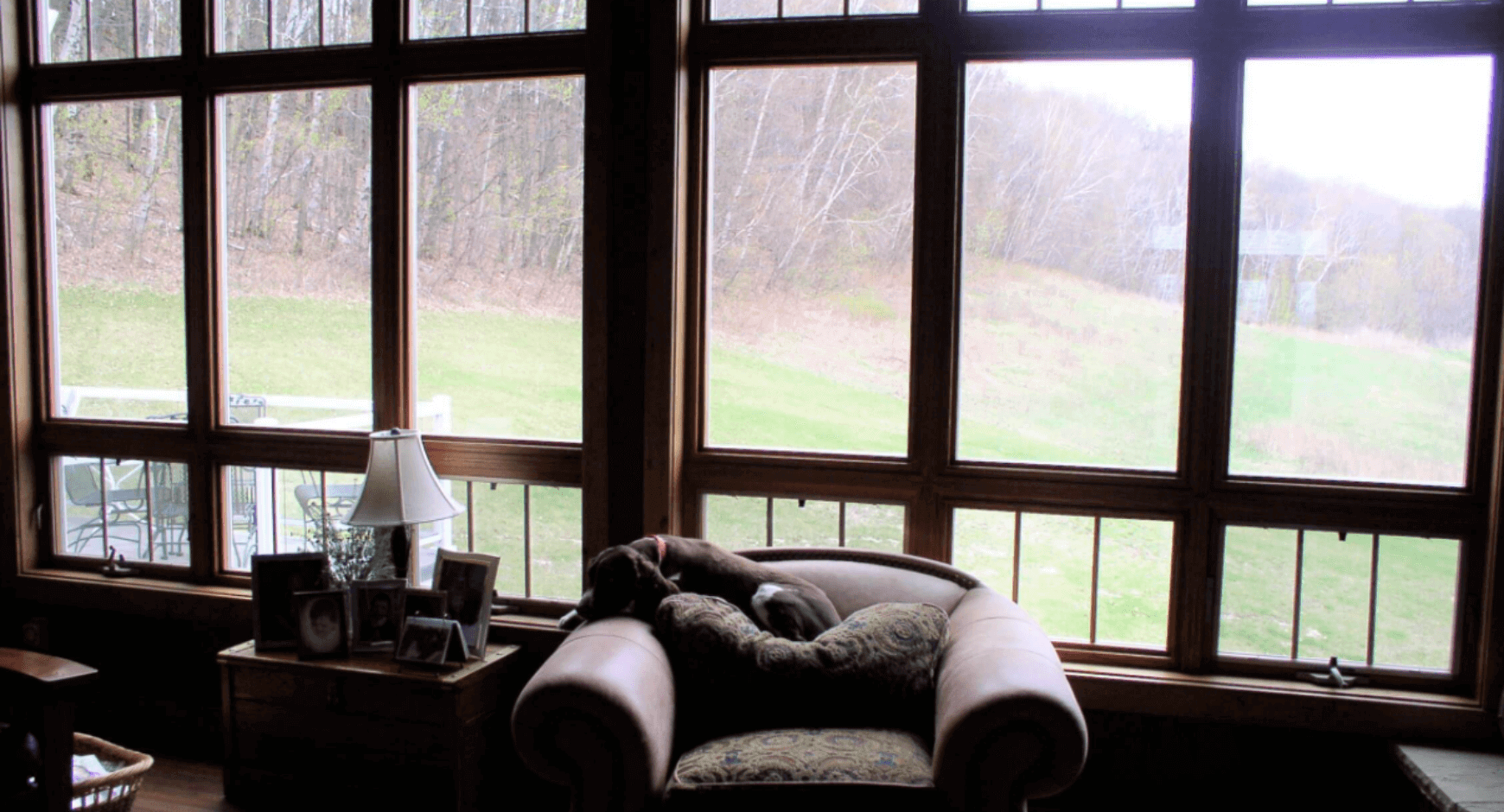 Fibrex window in a cabin style home