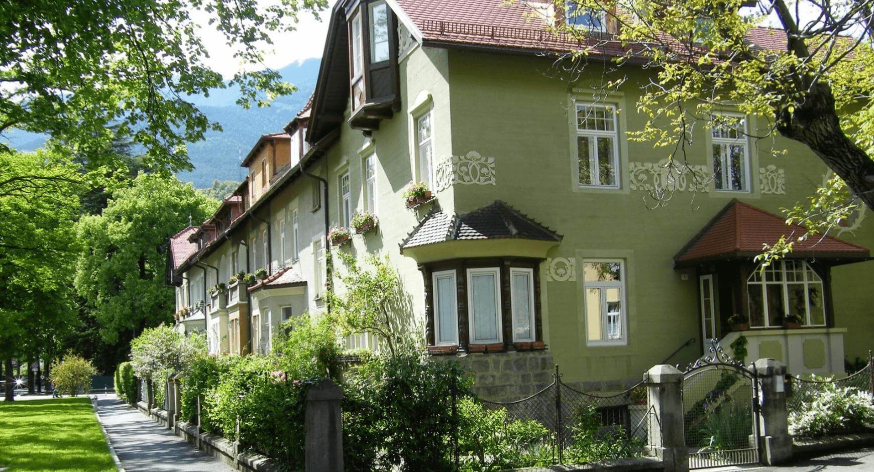 Shades of green and brown house