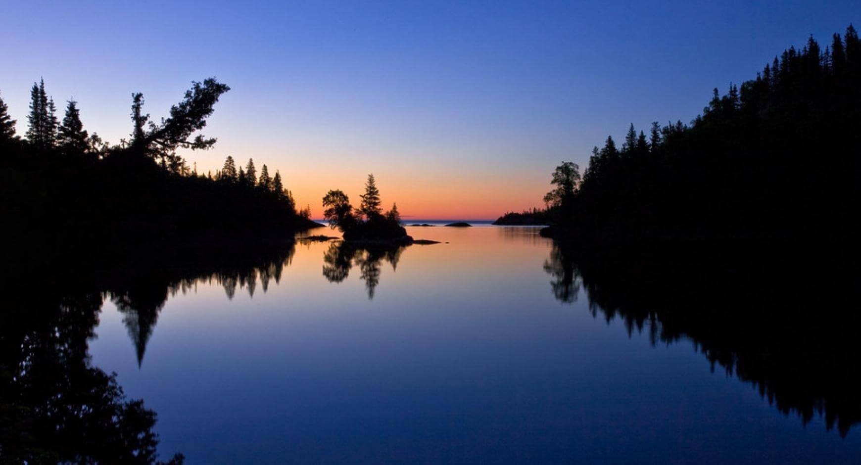 Lake reflection at sunset