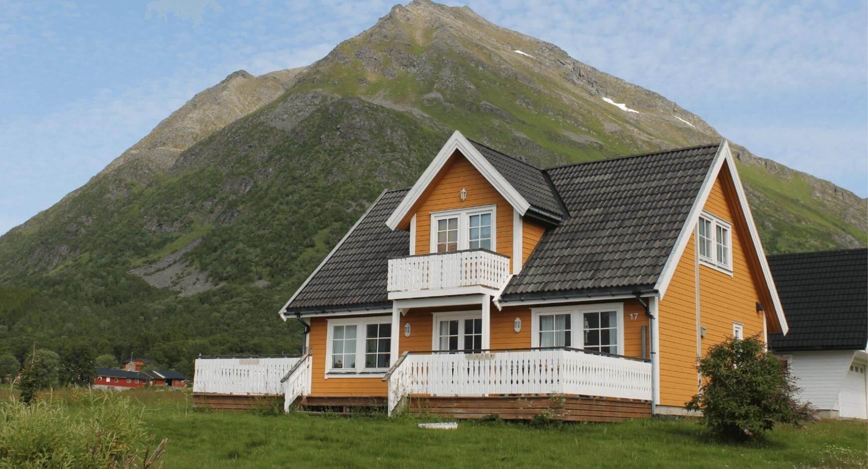 Orange siding with white trim