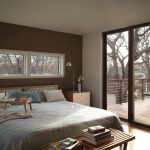 400 Series Awning Windows, White Interior, Contemporary Hardware in White Finish. 
200 Series Perma-Shield Gliding Patio Door, Terratone, Anvers Hardware in Satin Nickel Finish.
Modern Home Style  
Ranch Home Style