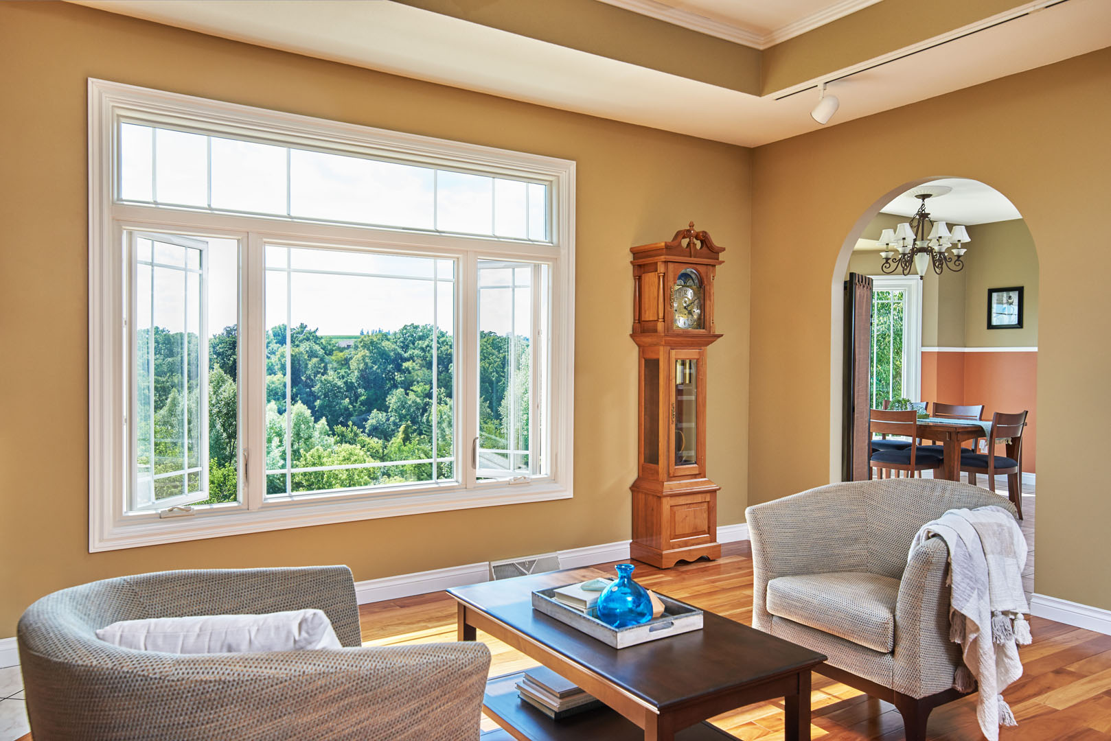 casement windows in a living room