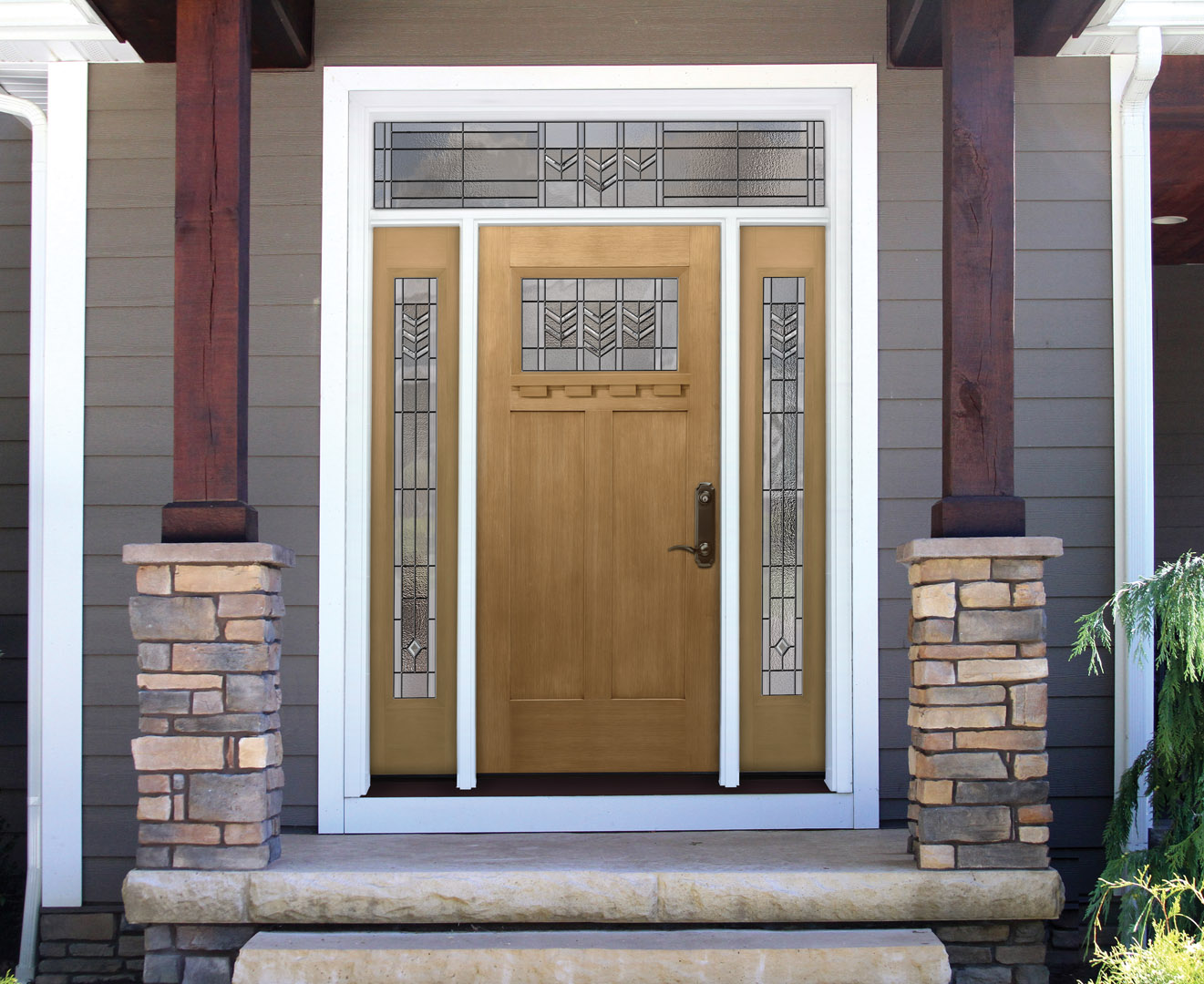 light brown front entry door to a home