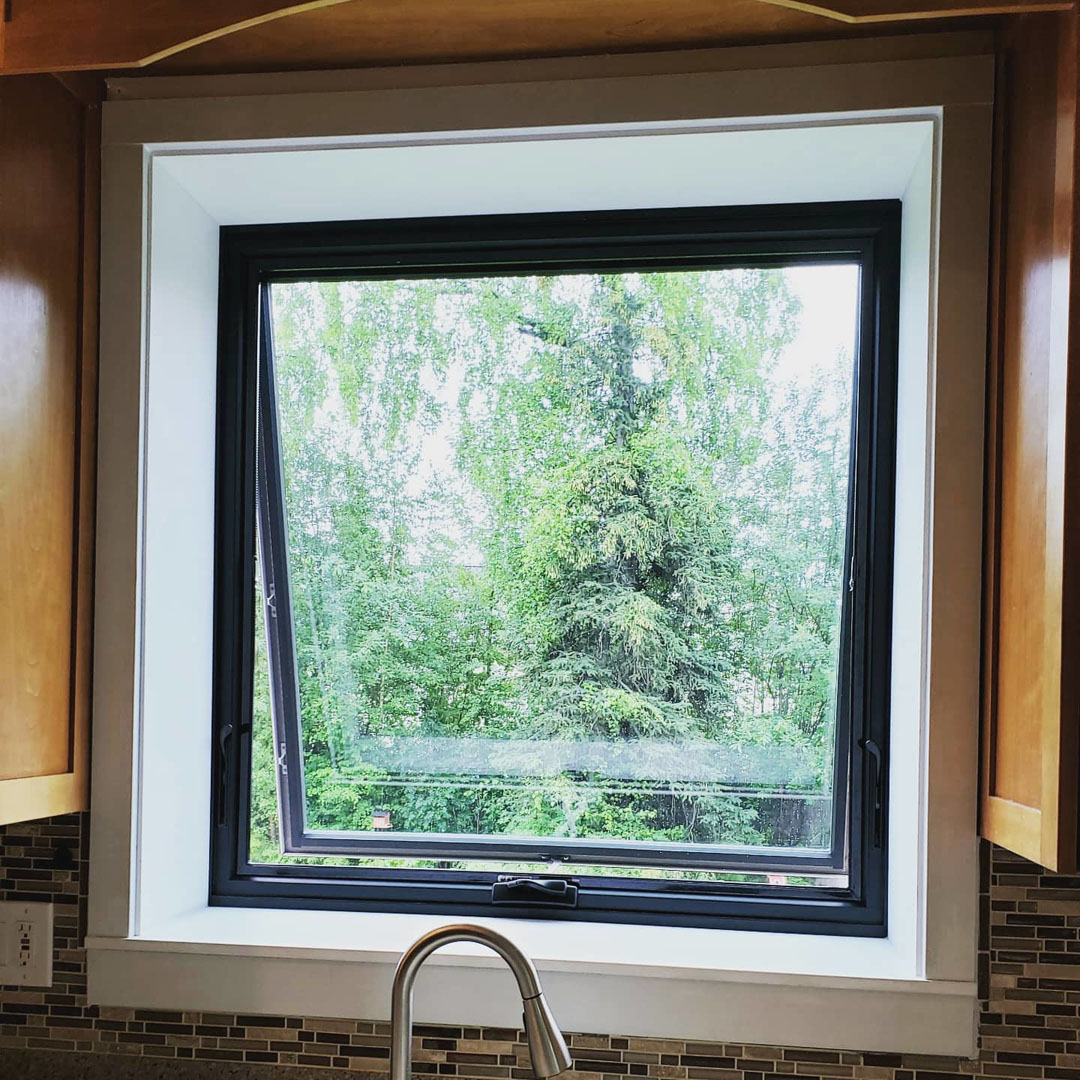 awning window above a kitchen sink