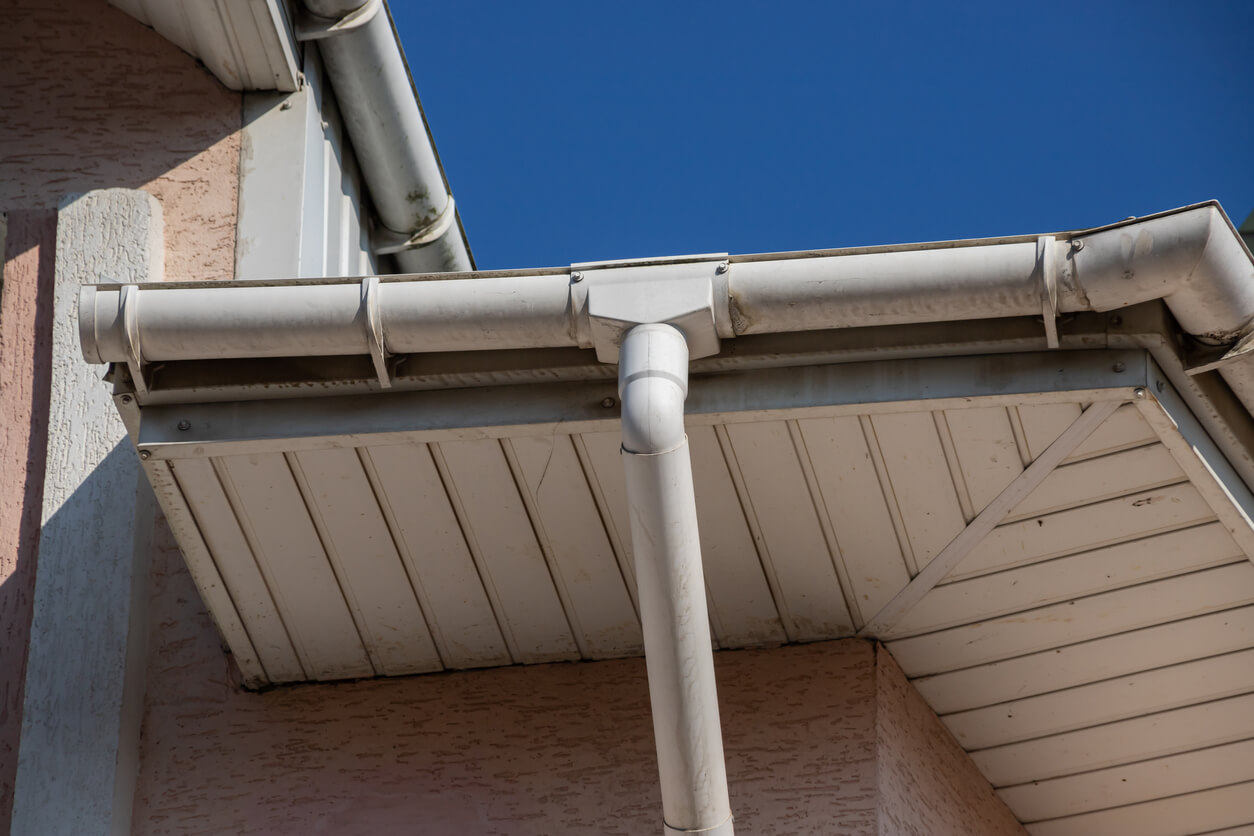 sectional gutters on a residential house