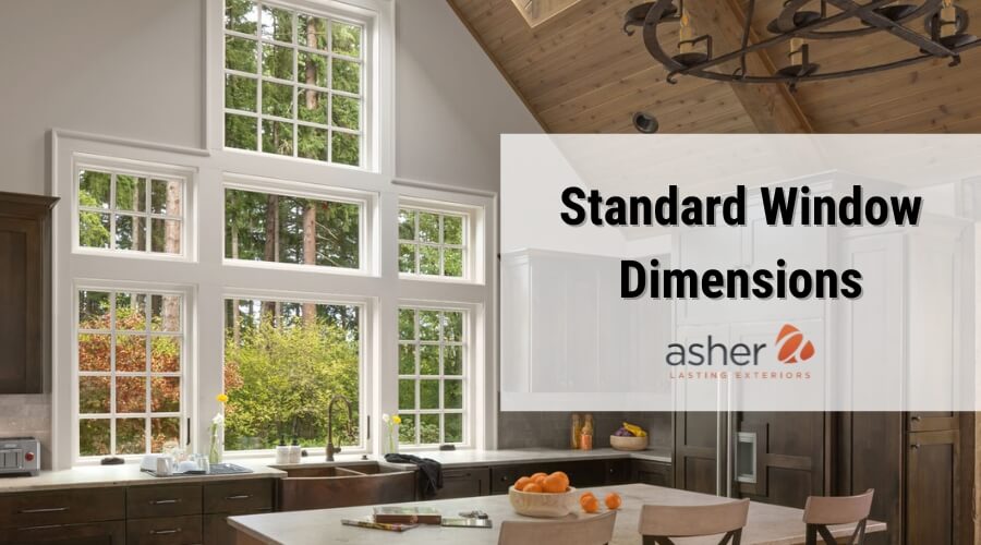 a combination of standard window sizes in a kitchen