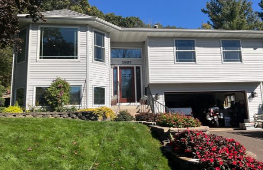 double-hung full-frame windows and picture windows in eau claire home