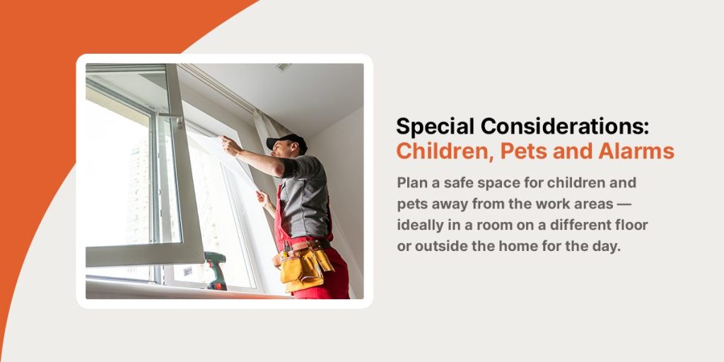 special considerations for children, pets, and alarms